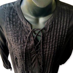 🌸 4/$50🌸 Black Lace-Up Tunic with Pleating Details